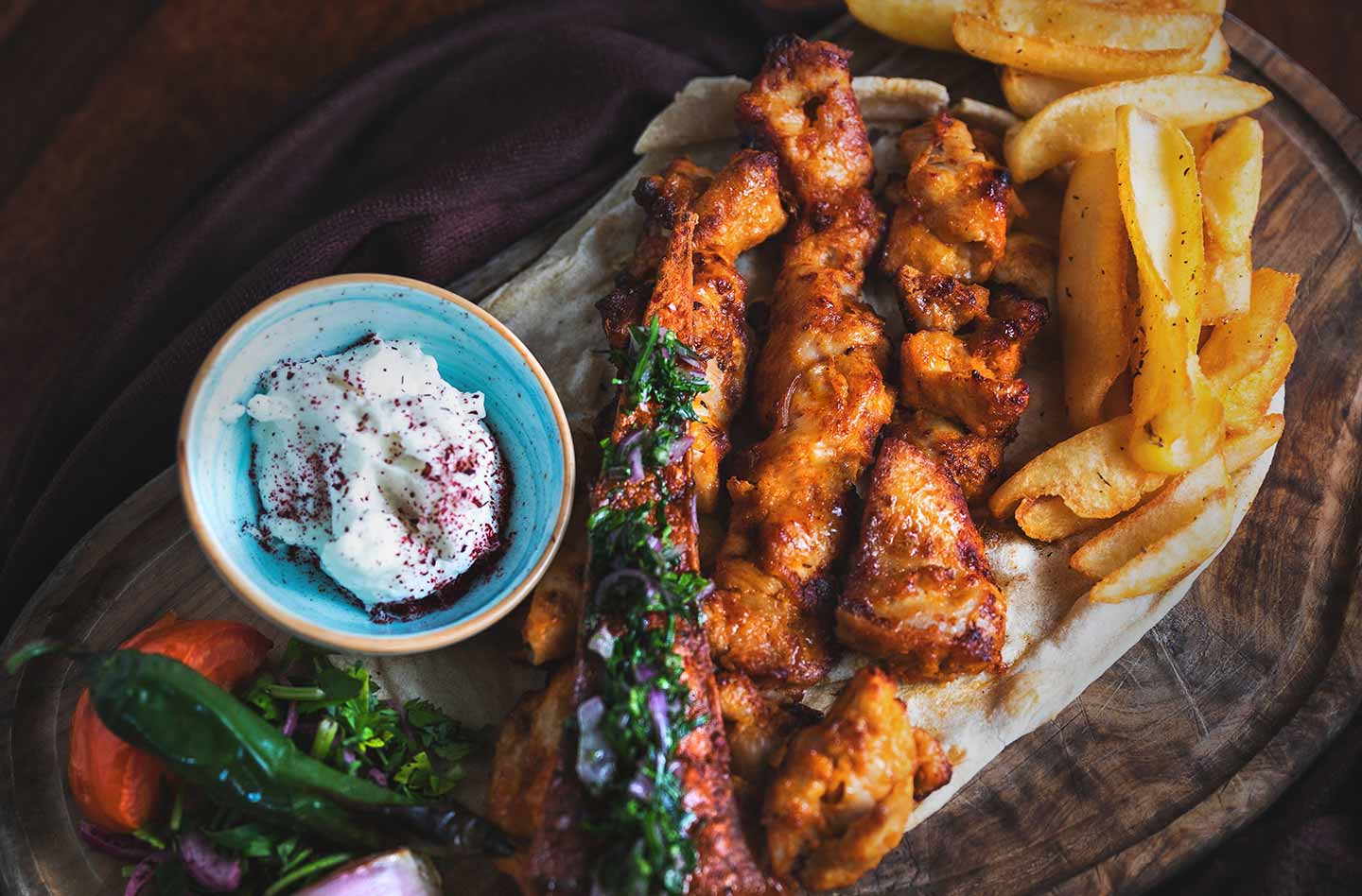 Chicken And Cheese Three Ways With French Fries